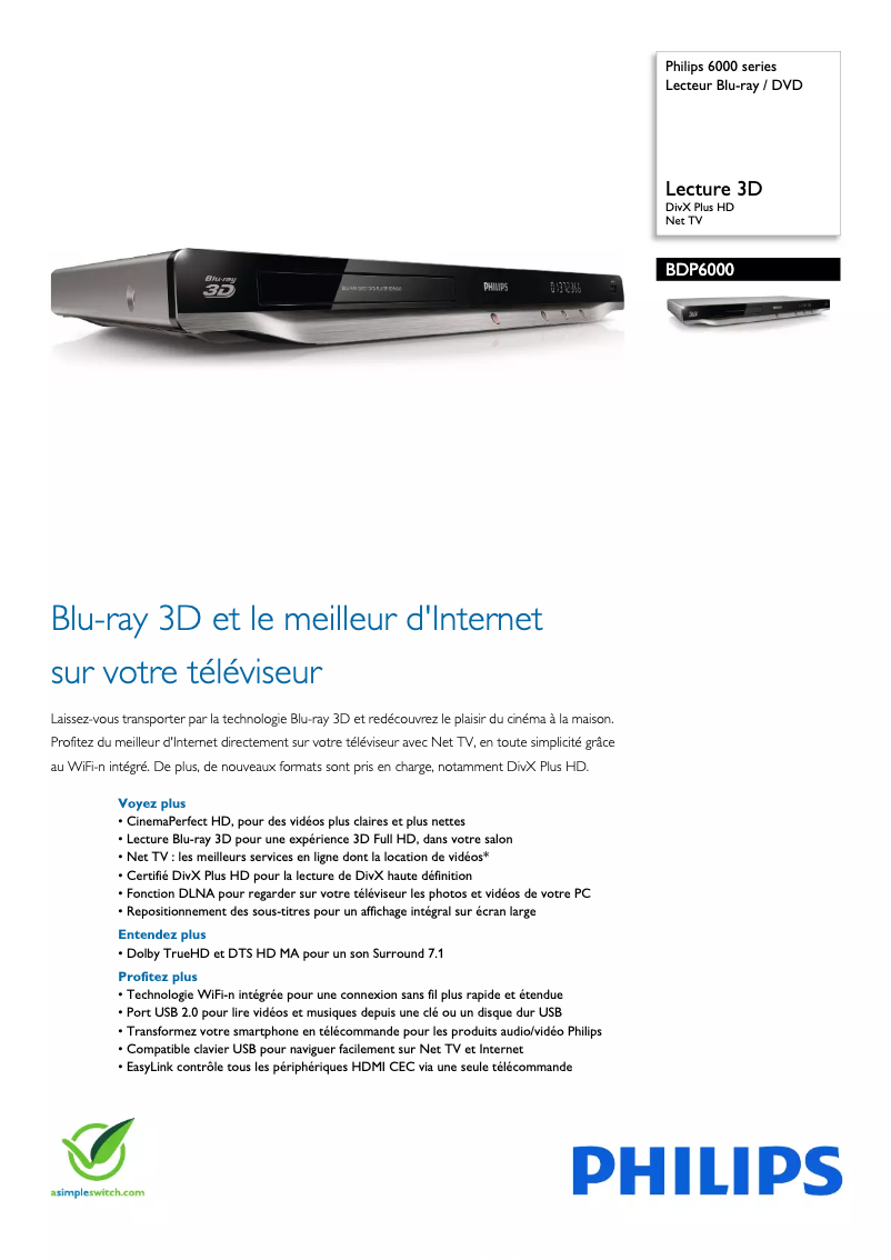 Image de la première page du manuel de l'appareil BDP6000