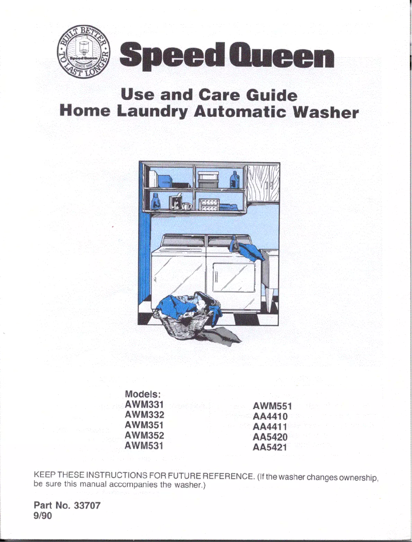 Page n°1 - Manuel utilisateur Speed Queen AWM551W