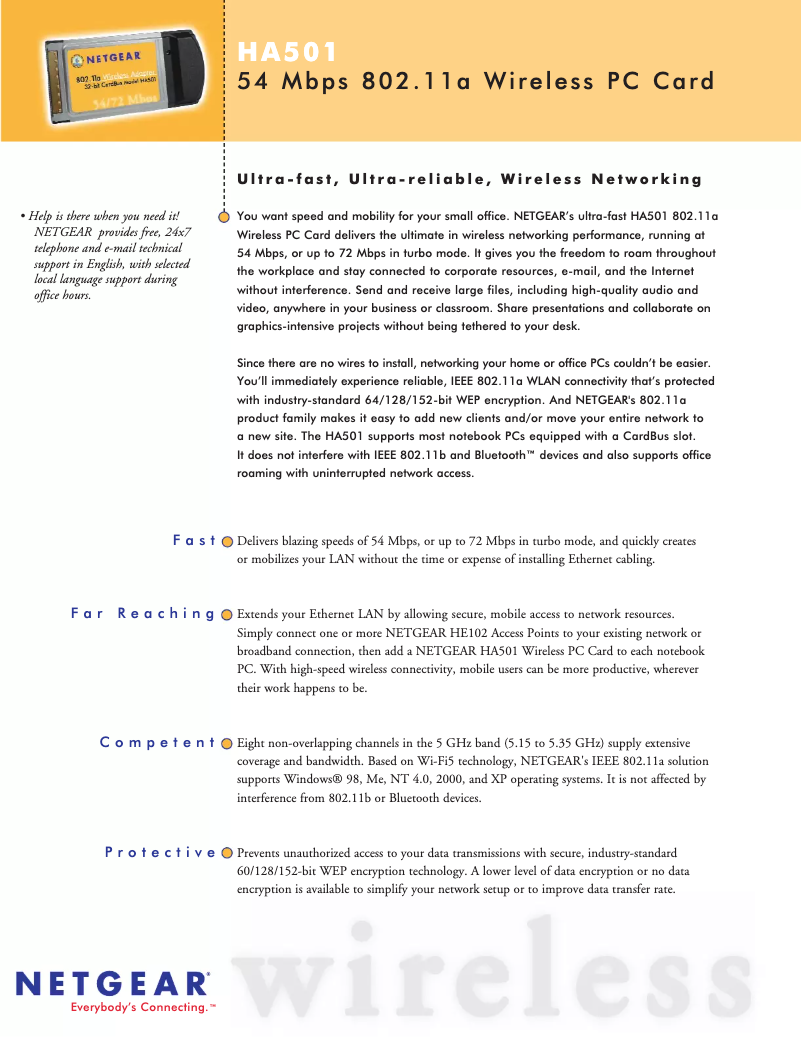 Page 1 de la notice Fiche technique Netgear HA501