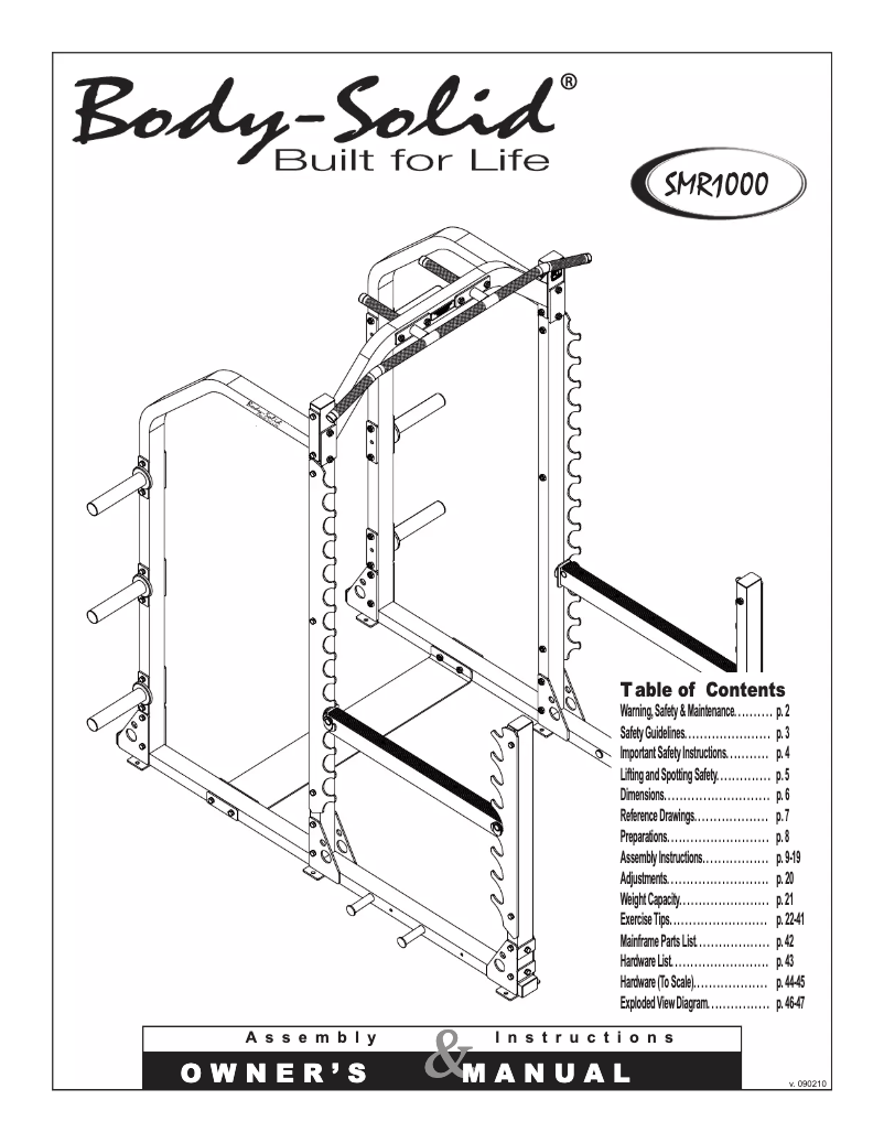 Page 1 de la notice Manuel utilisateur Body-Solid SMR1000