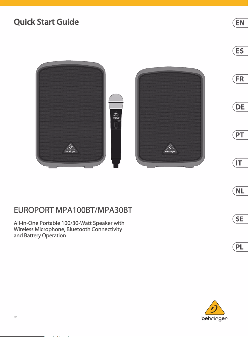 Image de la première page du manuel de l'appareil Europort MPA30BT