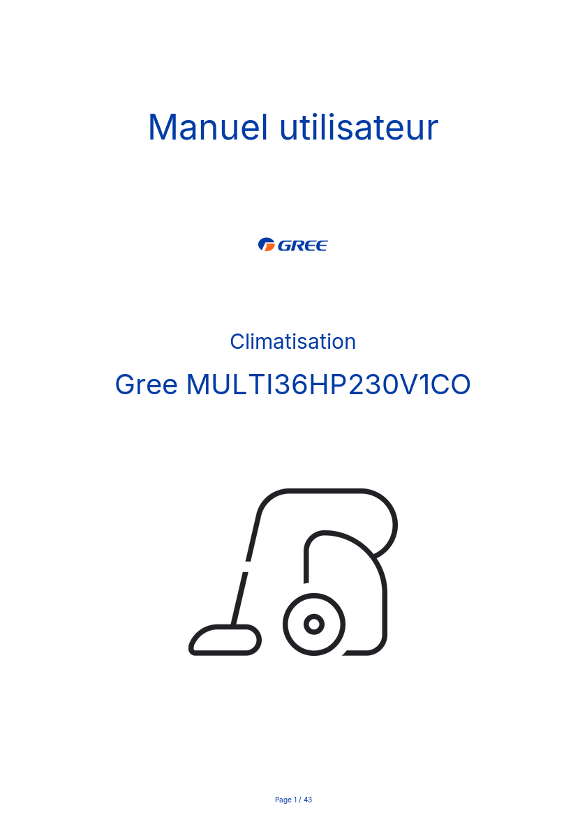 Image de la première page du manuel de l'appareil MULTI36HP230V1CO