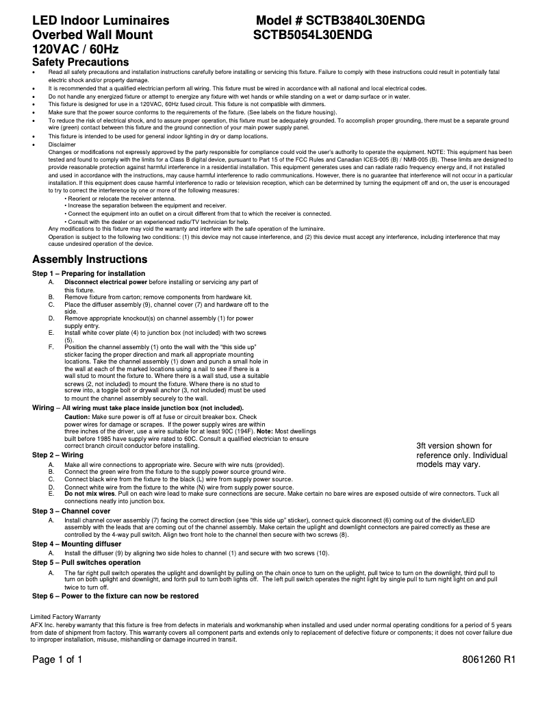 Page n°1 - Manuel utilisateur AFX Scott SCTB5054L30ENDG