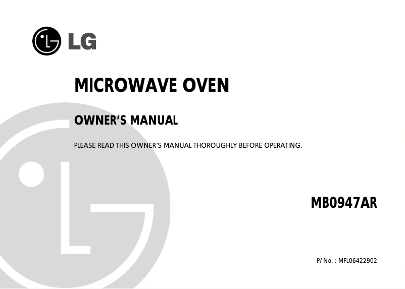 Page 1 de la notice Manuel utilisateur LG MB0947AR