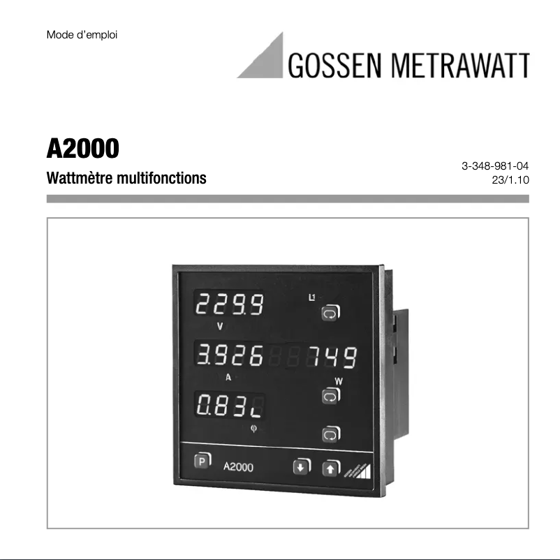 Image de la première page du manuel de l'appareil A2000