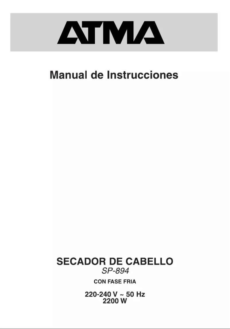 Page 1 de la notice Manuel utilisateur Atma SP 894