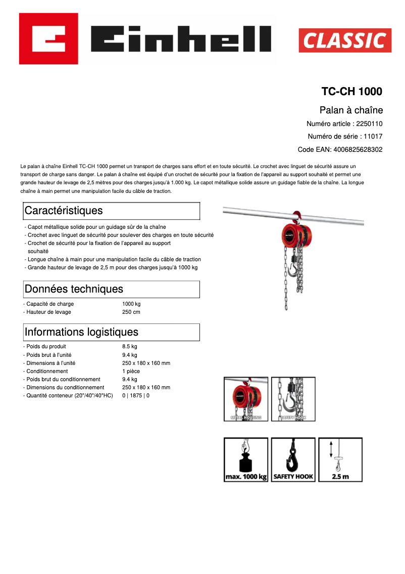 Image de la première page du manuel de l'appareil TC-CH 1000