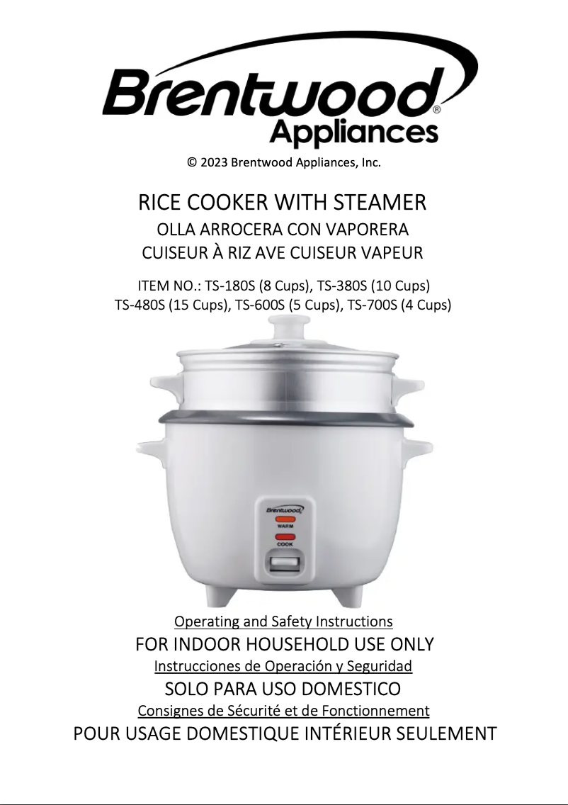 Page 1 de la notice Manuel utilisateur Brentwood TS-700S