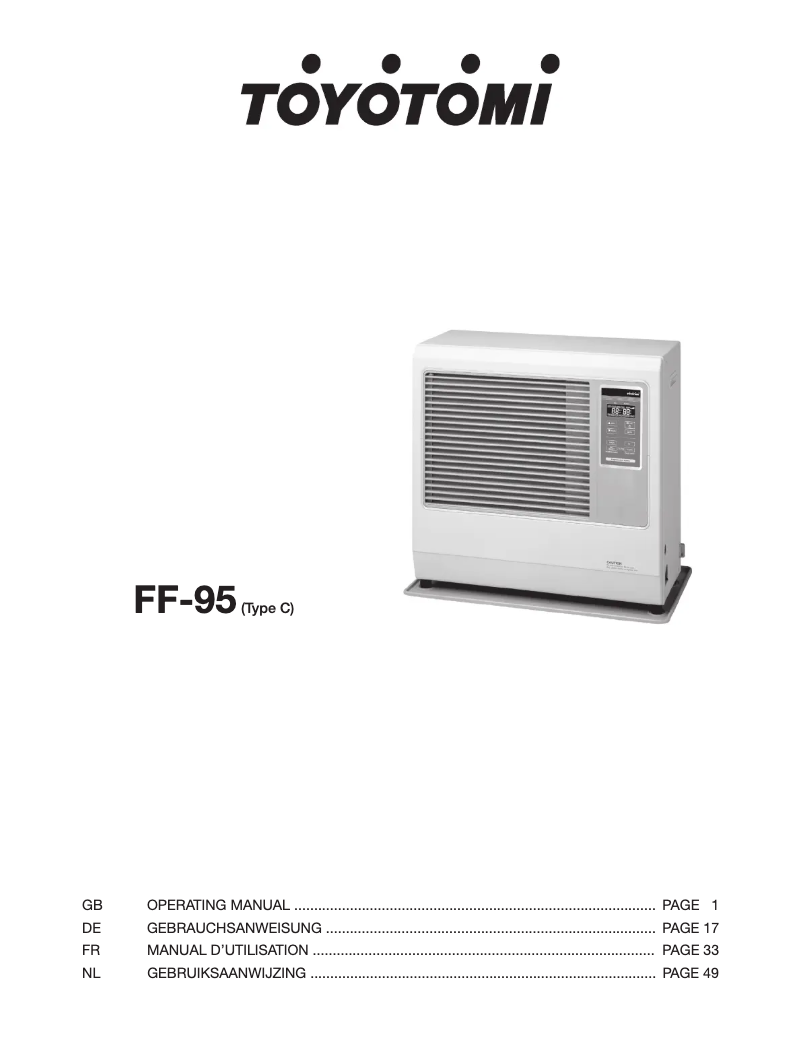 Page 1 de la notice Manuel utilisateur Toyotomi FF 95 (Type B)