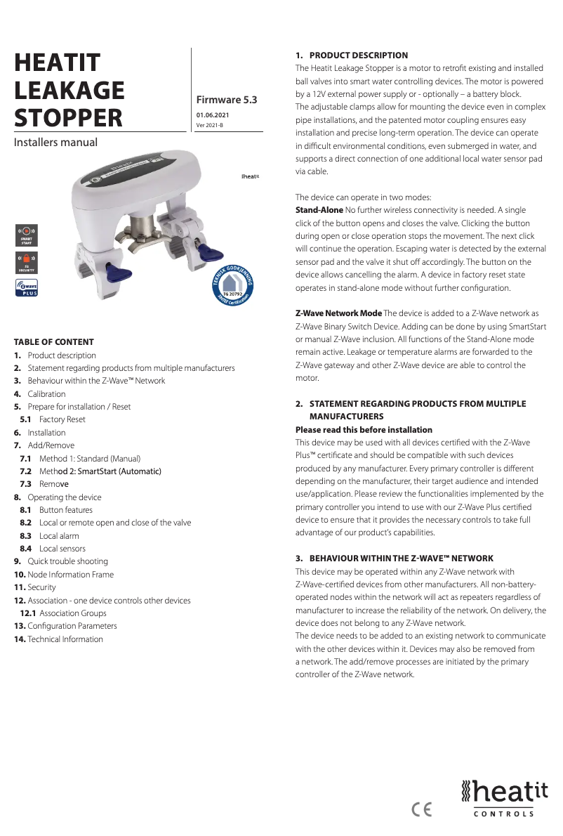 Page n°1 - Manuel utilisateur Heatit Leakage Stopper