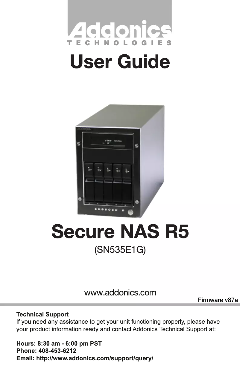 Page 1 de la notice Manuel utilisateur Addonics Secure NAS R5