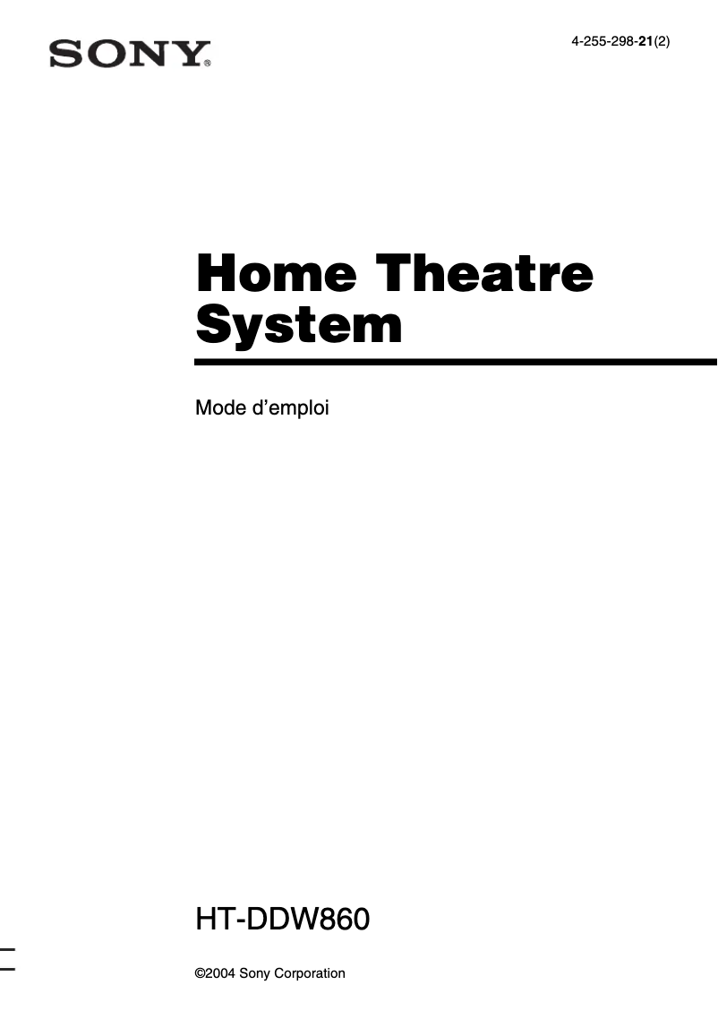 Image de la première page du manuel de l'appareil HT-DDW860