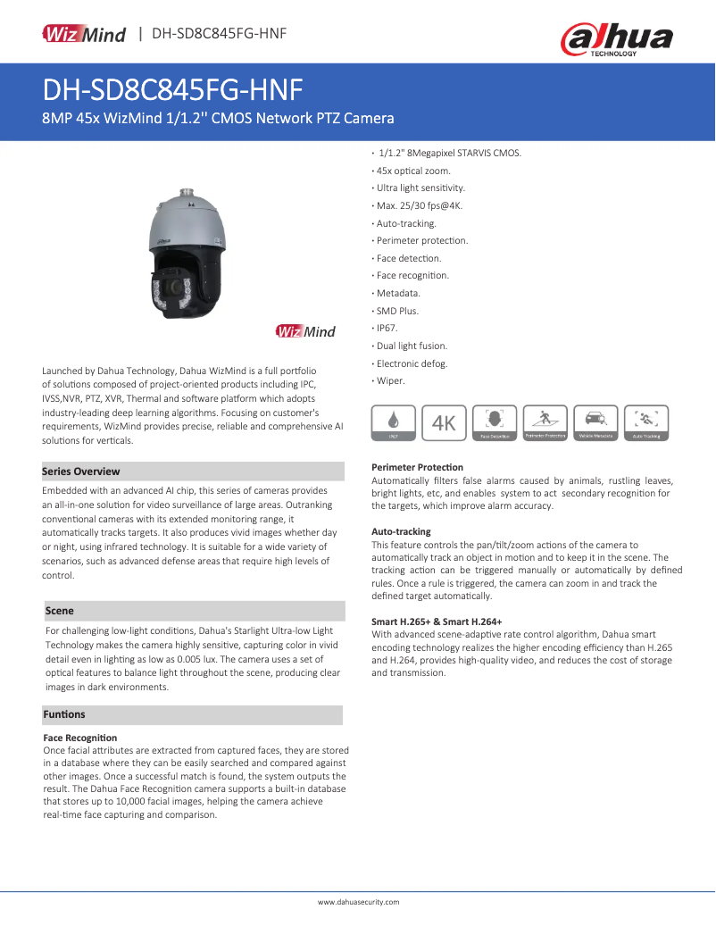 Page n°1 - Fiche technique Dahua Technology SD8C845FG-HNF