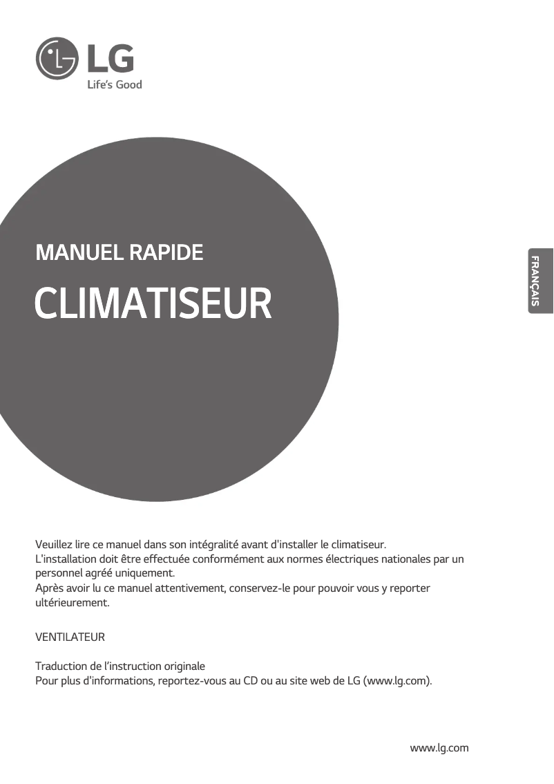 Page 1 de la notice Guide de démarrage rapide LG LZ-H100GXN4