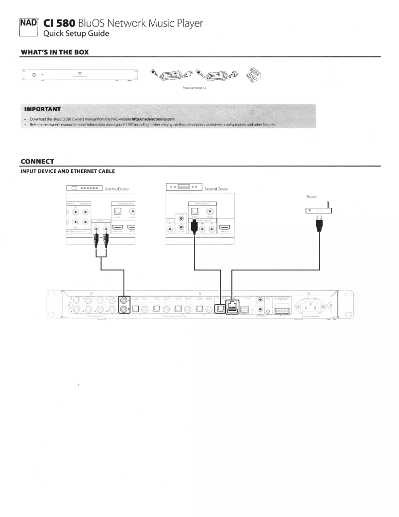 Page n°1 - Manuel utilisateur NAD CI 580