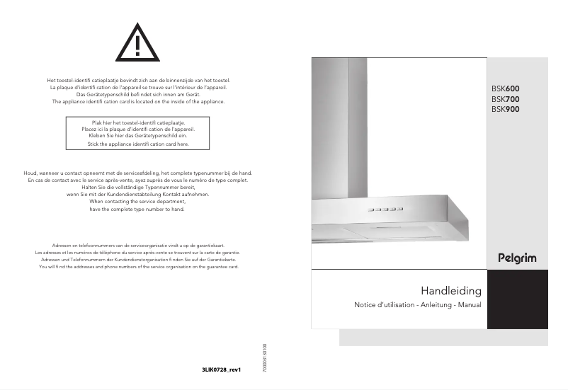 Page 1 de la notice Manuel utilisateur Pelgrim BSK700RVS