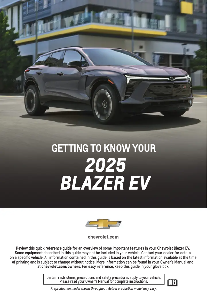 Page n°1 - Guide de démarrage rapide Chevrolet Blazer (2025)
