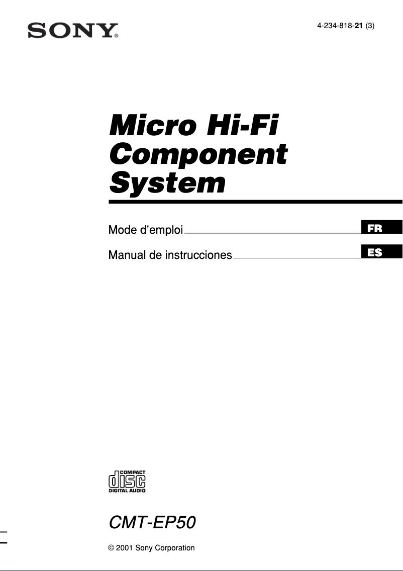 Page n°1 - Manuel utilisateur Sony CMT-EP50