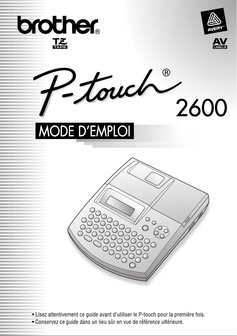 Page n°1 - Manuel utilisateur Brother P-touch PT-2600