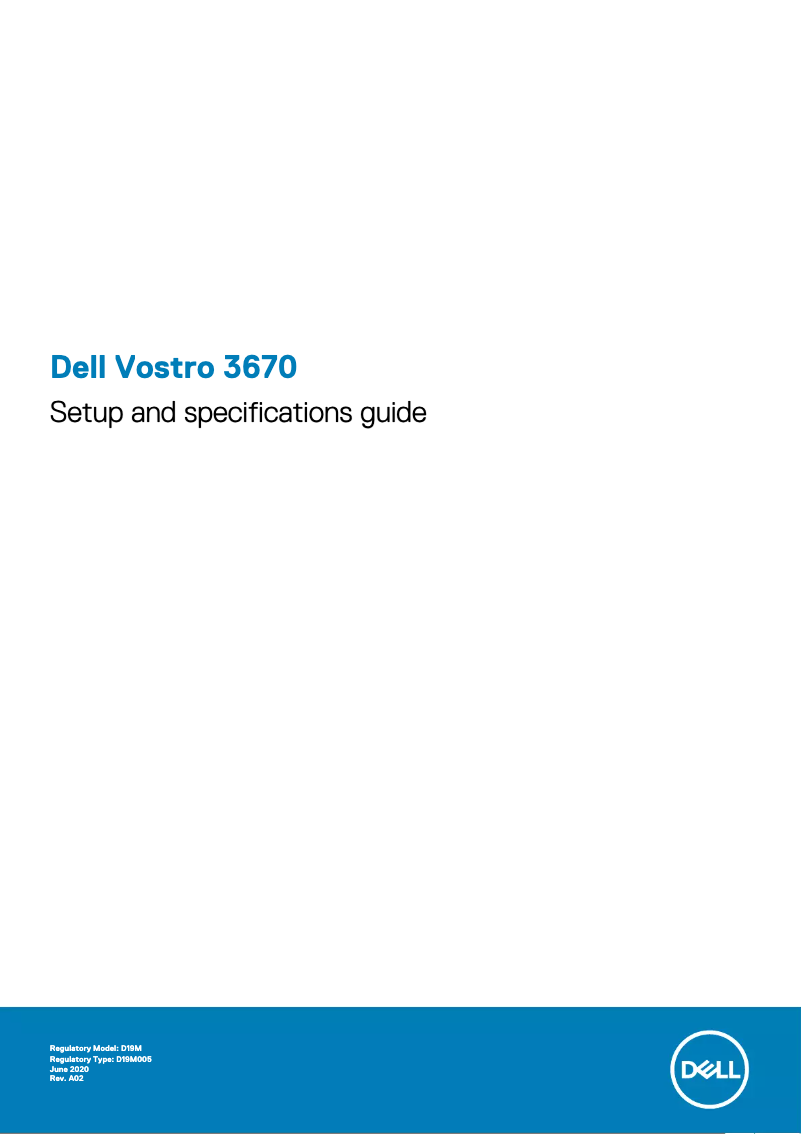 Page 1 de la notice Guide d'installation Dell Vostro 3670