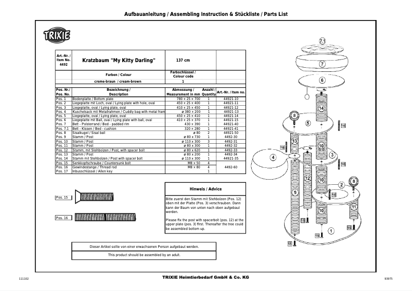 Página 1 del manual Manual de usuario Trixie My Kittie Darling