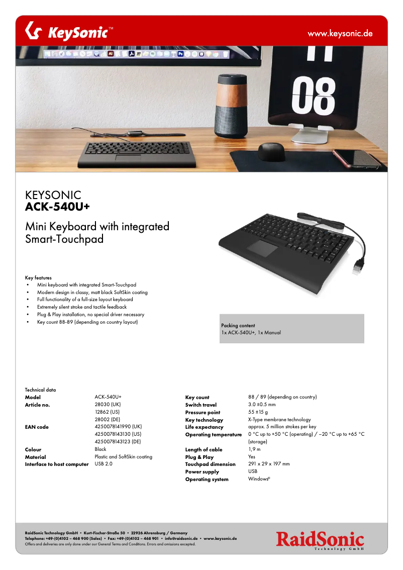 Image de la première page du manuel de l'appareil ACK-540U+