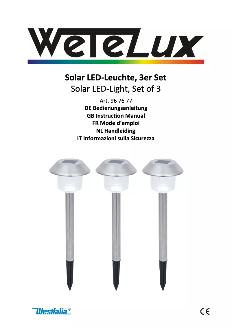 Page n°1 - Manuel utilisateur Wetelux 967677