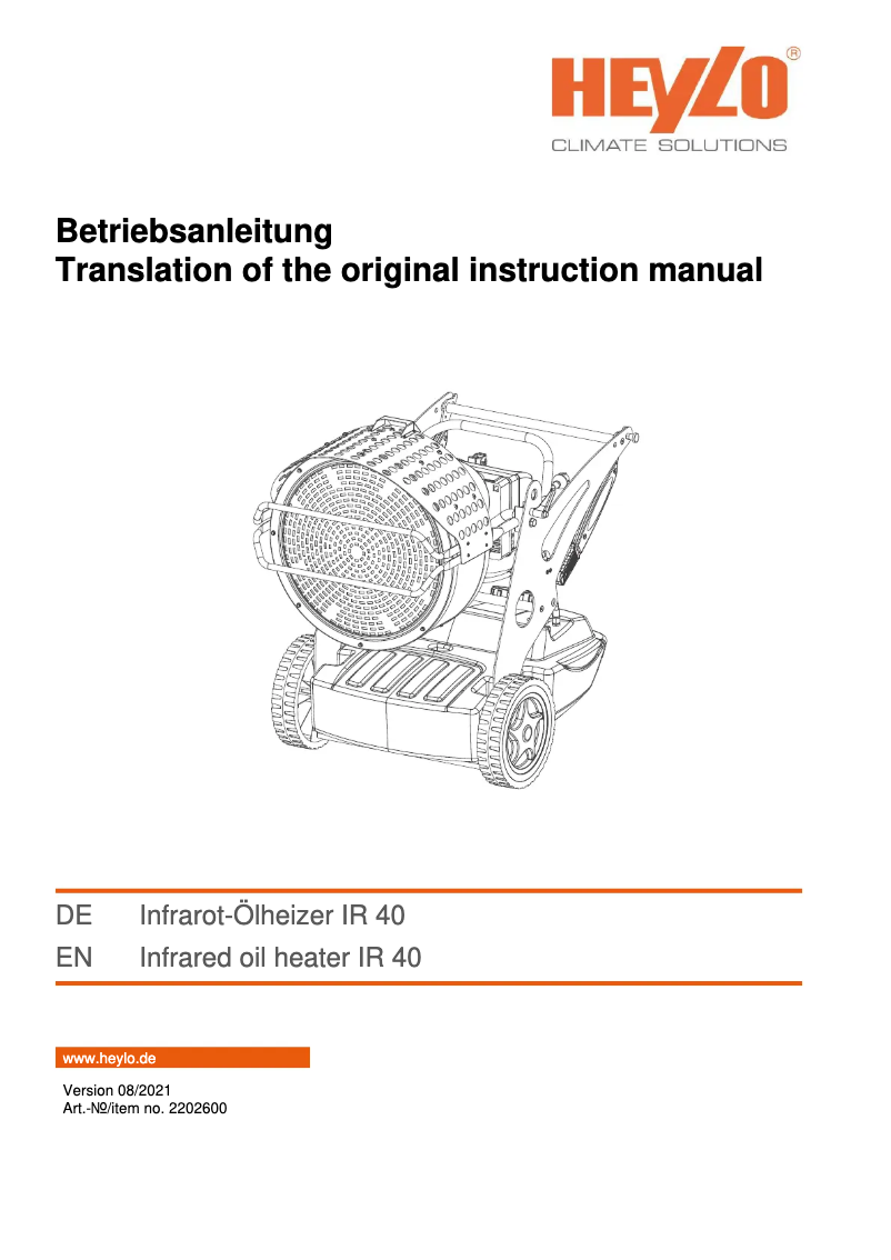 Image de la première page du manuel de l'appareil IR 40
