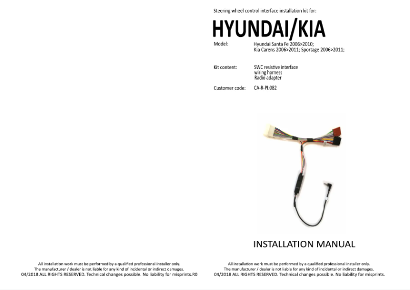 Page n°1 - Manuel utilisateur Pioneer CA-R-PI.082