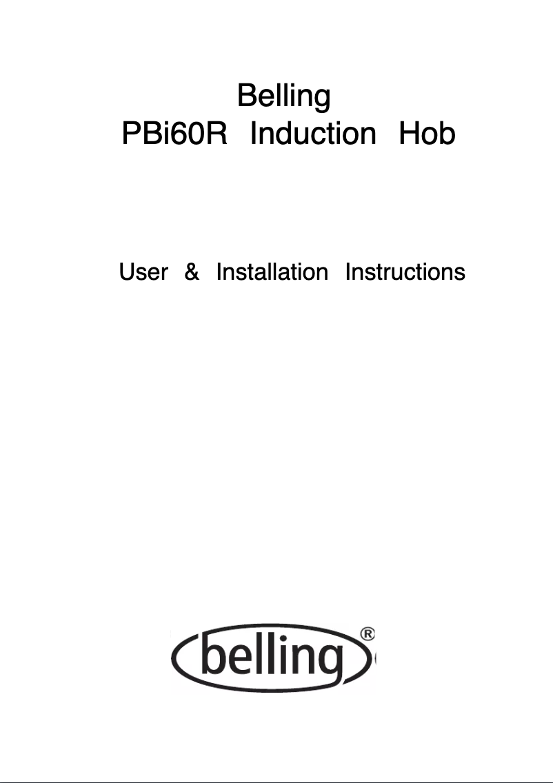 Page 1 de la notice Manuel utilisateur Belling IH60RXL