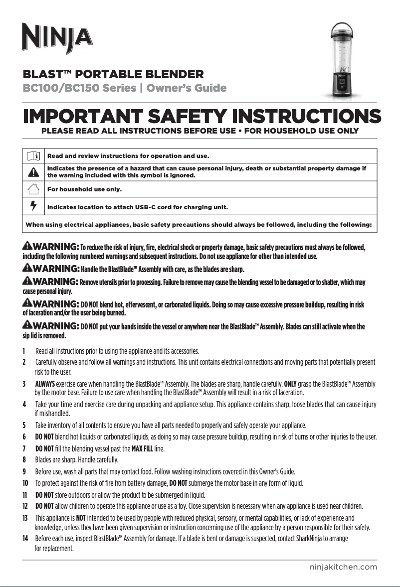 Página 1 del manual Manual de usuario Ninja Blast BC151