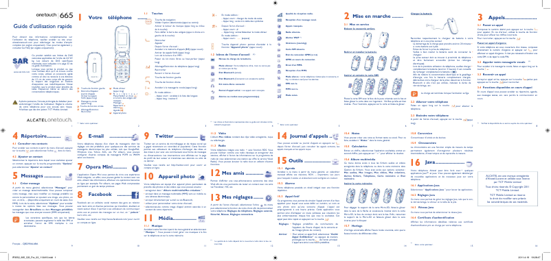 Image de la première page du manuel de l'appareil One Touch 665