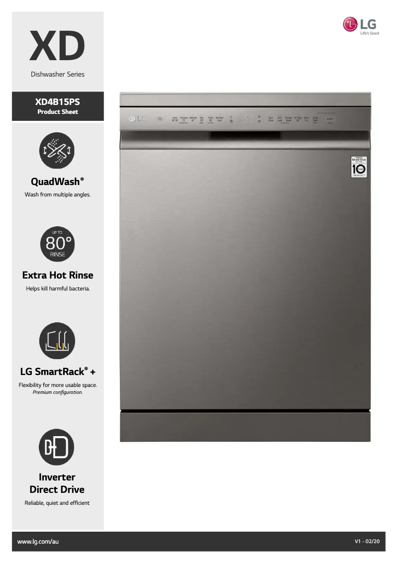 Page 1 de la notice Fiche technique LG XD4B15PS