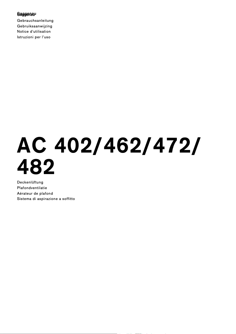 Page 1 de la notice Manuel utilisateur Gaggenau AC402181