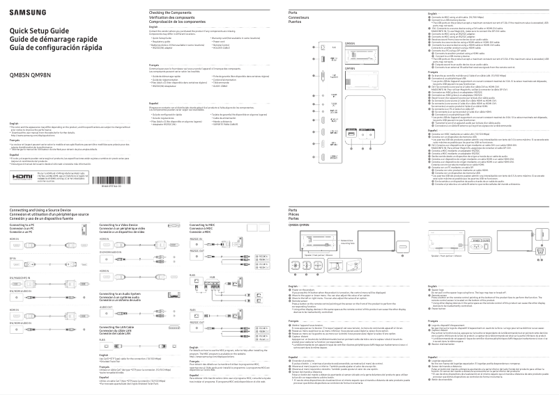 Page n°1 - Guide d'installation Samsung QM85N