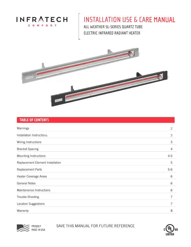 Page n°1 - Manuel utilisateur Infratech 21-5080