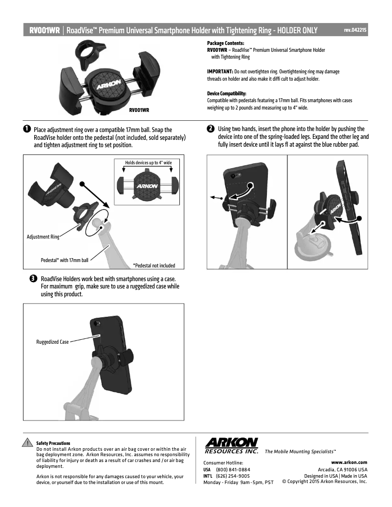 Page 1 de la notice Manuel utilisateur Arkon RV001WR