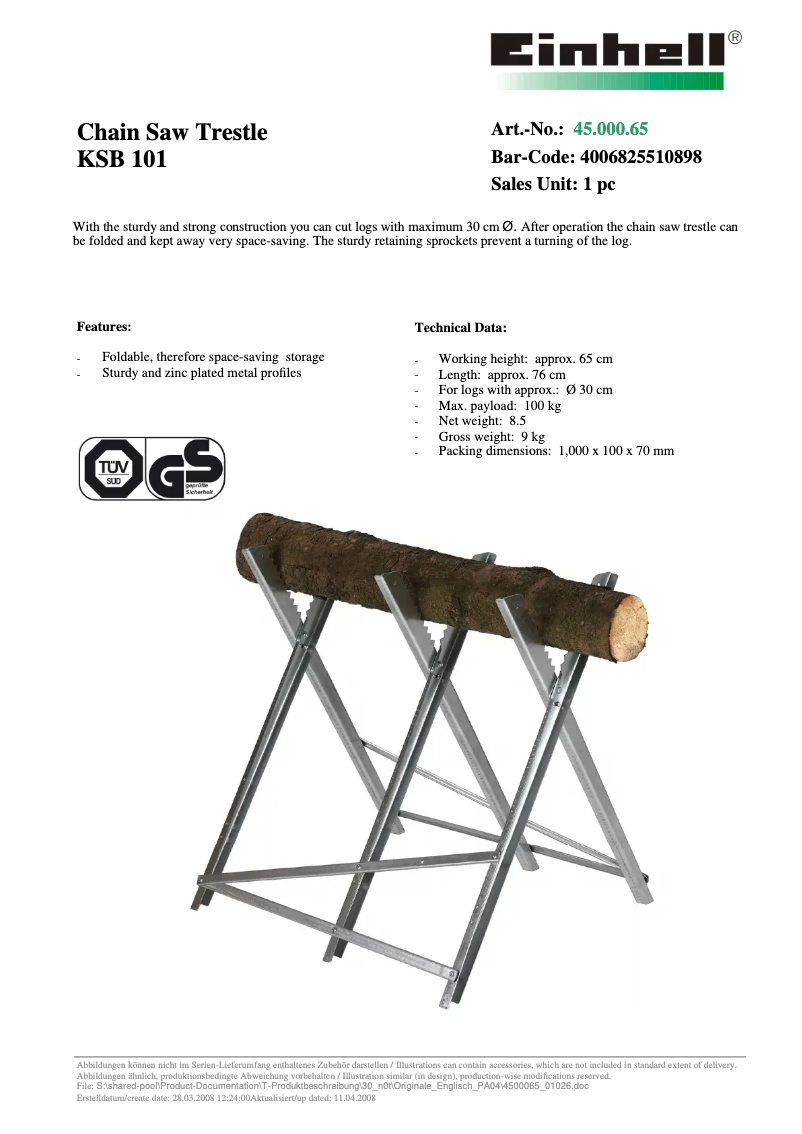 Page n°1 - Manuel utilisateur Einhell Royal KSB 101