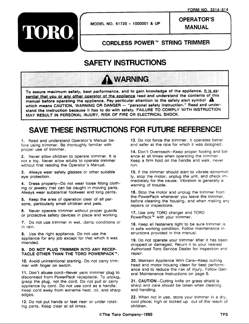 Image de la première page du manuel de l'appareil 51770