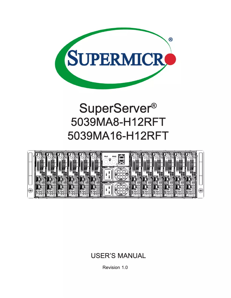 Image de la première page du manuel de l'appareil SuperServer 5039MA16-H12RFT