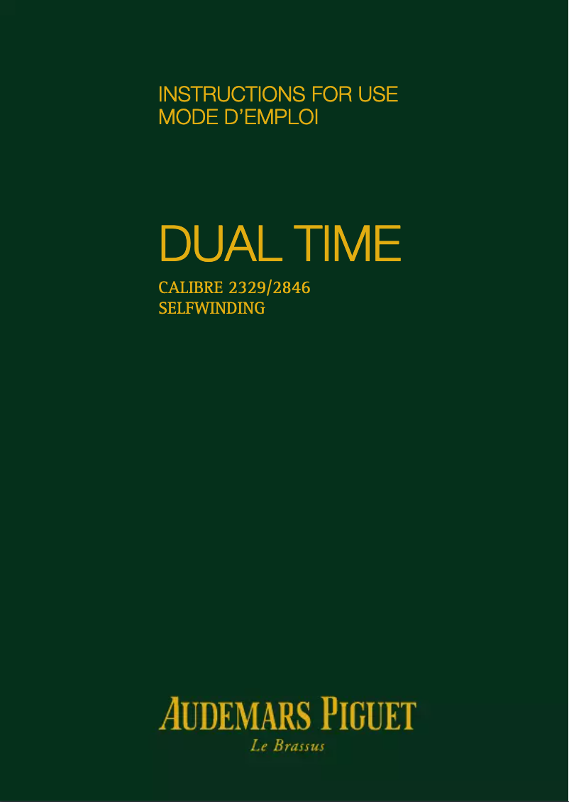 Page 1 of the manual User Manual Audemars Piguet Royal Oak Dual Time