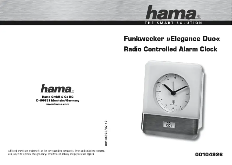 Page 1 de la notice Manuel utilisateur Hama 104926 Elegance Duo