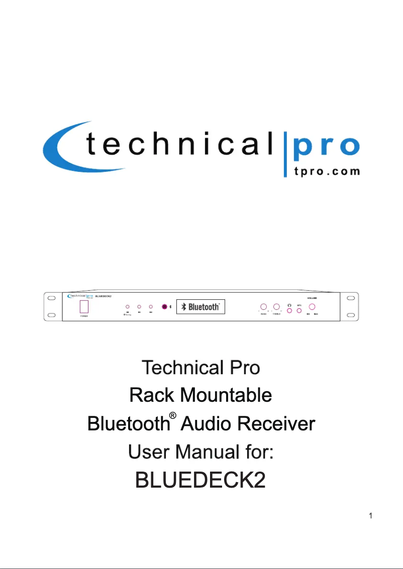 Page n°1 - Manuel utilisateur Technical Pro BLUEDECK2