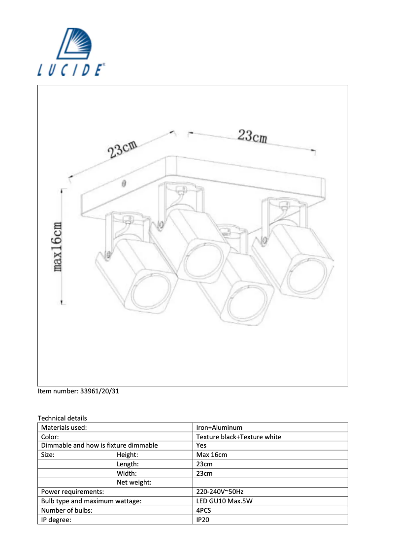 Page 1 de la notice Manuel utilisateur Lucide ROAX