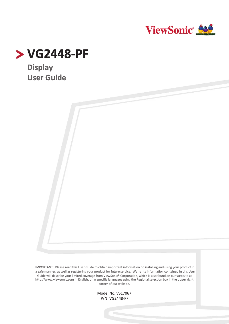 Page n°1 - Manuel utilisateur Viewsonic VG2448-PF