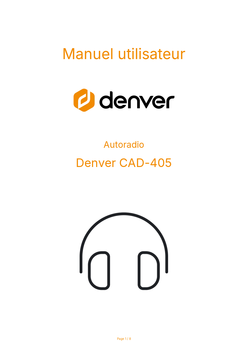Page n°1 - Manuel utilisateur Denver CAD-405