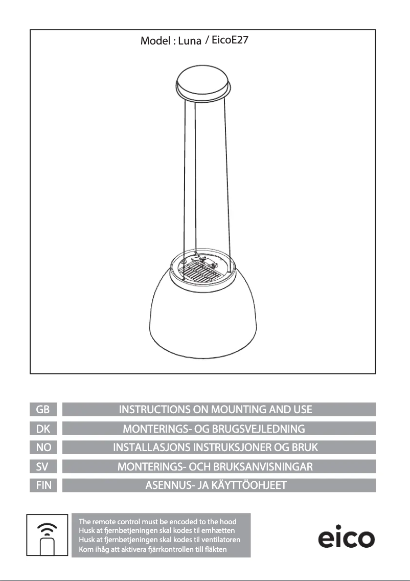 Page 1 de la notice Manuel utilisateur Eico Luna