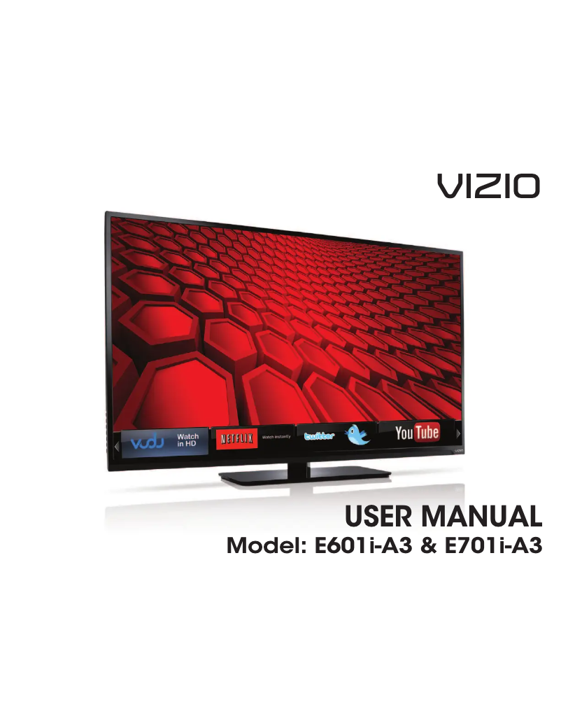 Page n°1 - Manuel utilisateur VIZIO E701I-A3