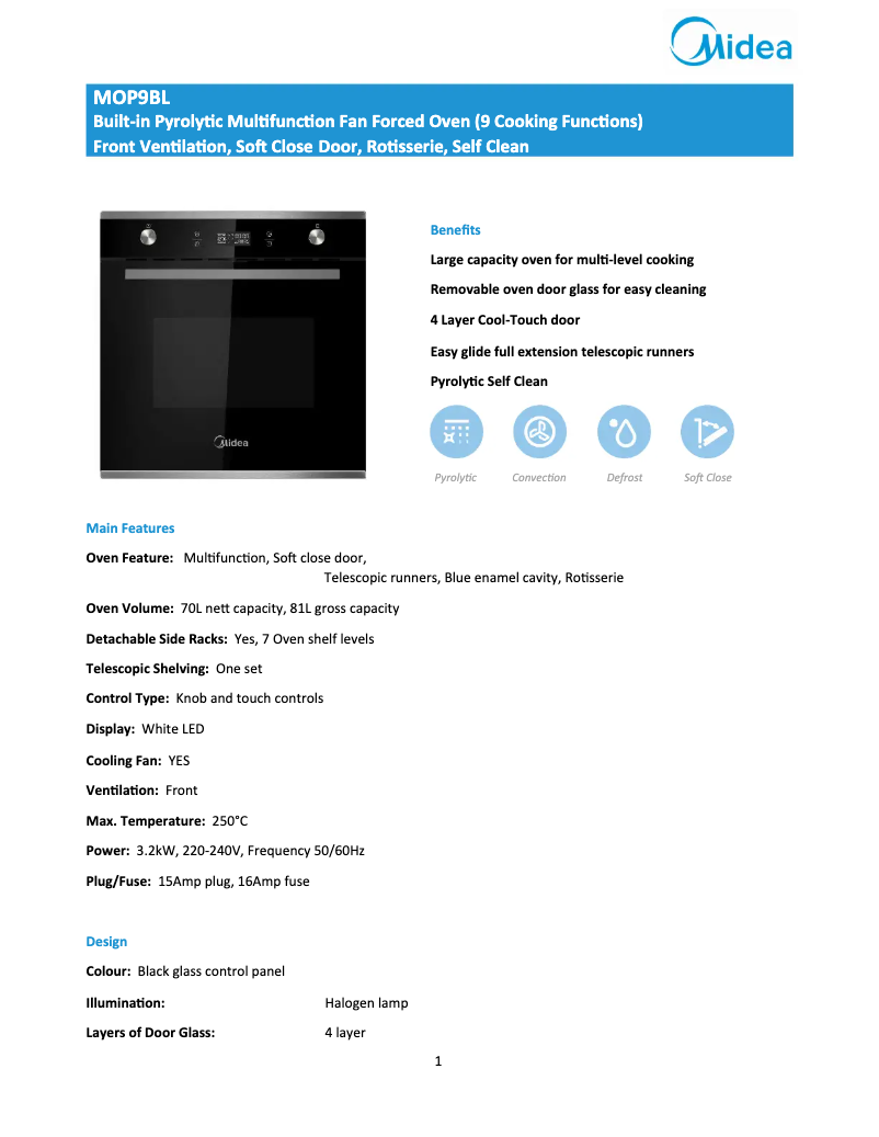 Image de la première page du manuel de l'appareil MOP9BL