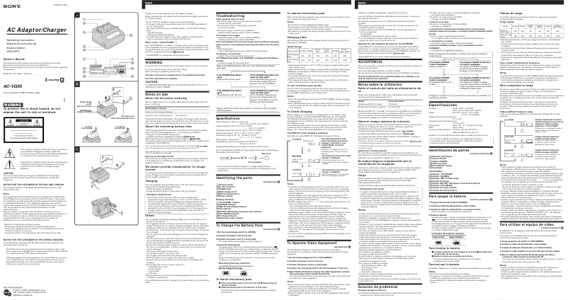 Page 1 de la notice Manuel utilisateur Sony AC-VQ50